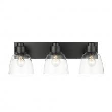  0314-BA3 BLK-CLR - Remy 3 Light Bath Vanity in Matte Black with Clear Glass Shade